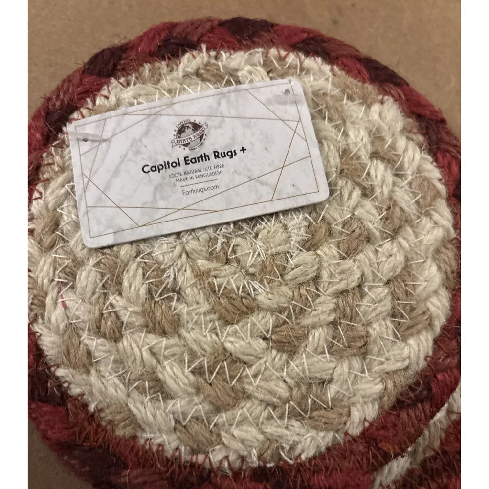 Lighthouse Braided Jute‎ 5 Inch Coasters Natural Jute Set of 4